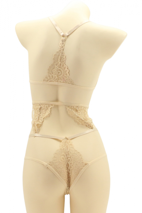 Set lenjerie sexy cu dantela, top si chiloti brazilieni MG-4225-1bej [2]