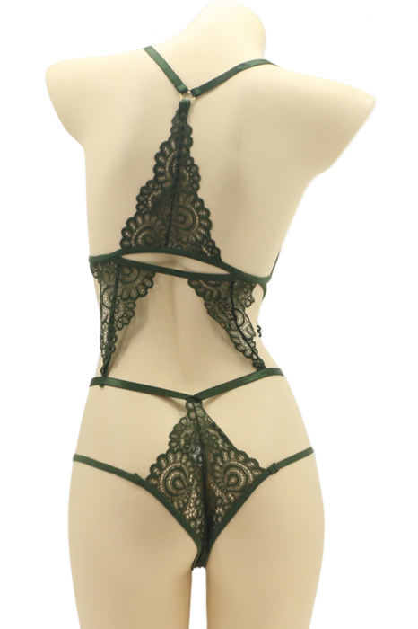 Set lenjerie sexy cu dantela, top si chiloti brazilieni MG-4225-1verde [2]