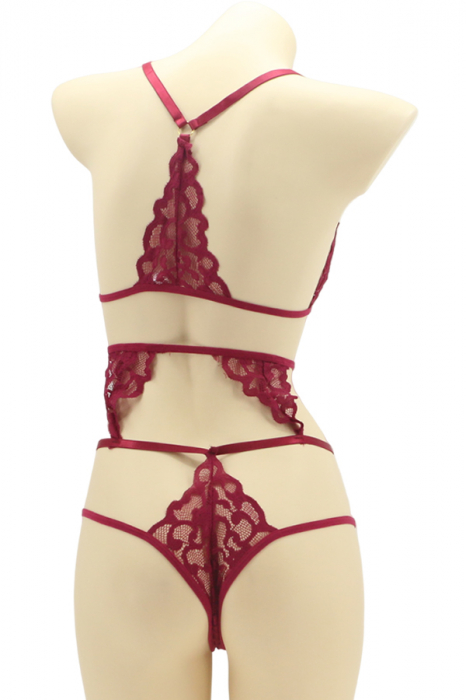 Set lenjerie sexy cu dantela, top si chiloti brazilieni MG-4225-2visiniu [2]