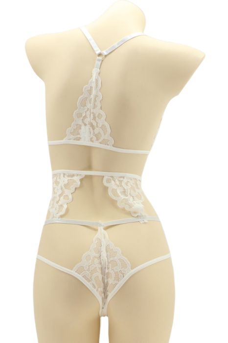 Set lenjerie sexy cu dantela, top si chiloti brazilieni MG-4225-2alb [2]