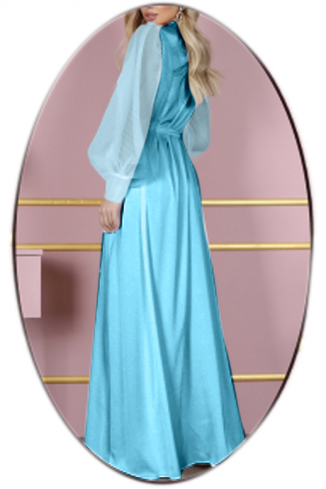 Set lenjerie sexy tip pijama, halat din satin matasos, cordon si chiloti tanga TY-694verde [2]