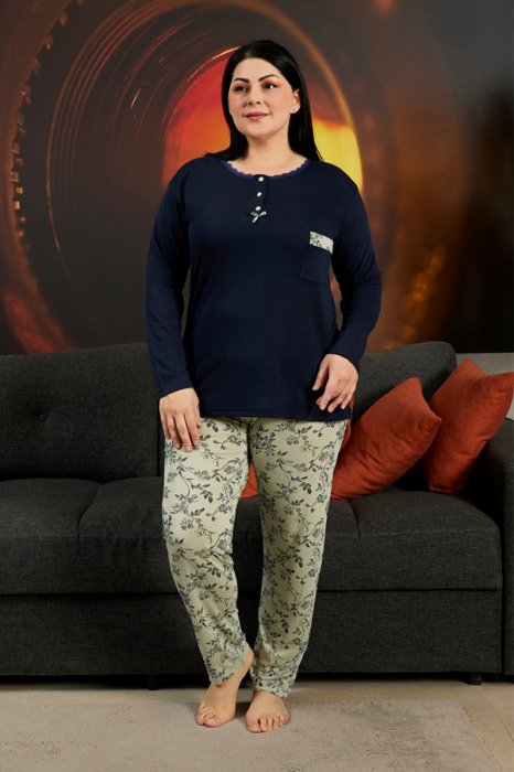 Set pijama big size din doua piese, bluza si pantaloni lungi 5184 [3]