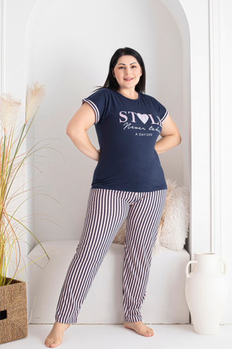 Set pijama big size din doua piese, tricou si pantaloni lungi 5203 [3]