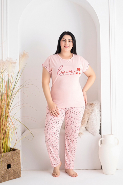 Set pijama big size din doua piese, tricou si pantaloni lungi 5200 [3]