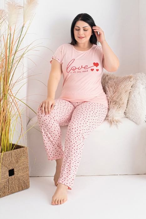Set pijama big size din doua piese, tricou si pantaloni lungi 5200 [2]