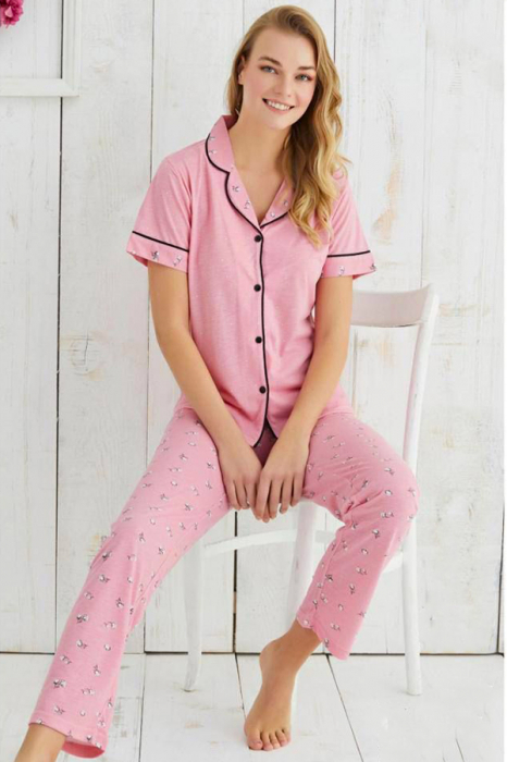 Set pijama din doua piese, camasa si pantaloni lungi 7058 [2]