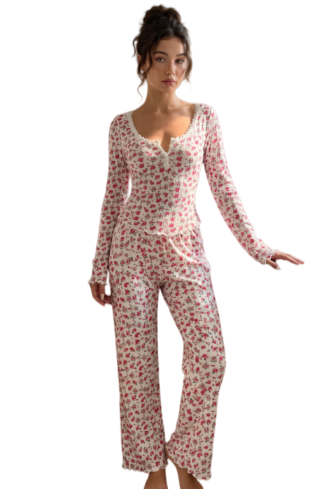 Set pijama doua piese, bluza cu maneca lunga si pantaloni lungi SUSU-2614-1 [2]