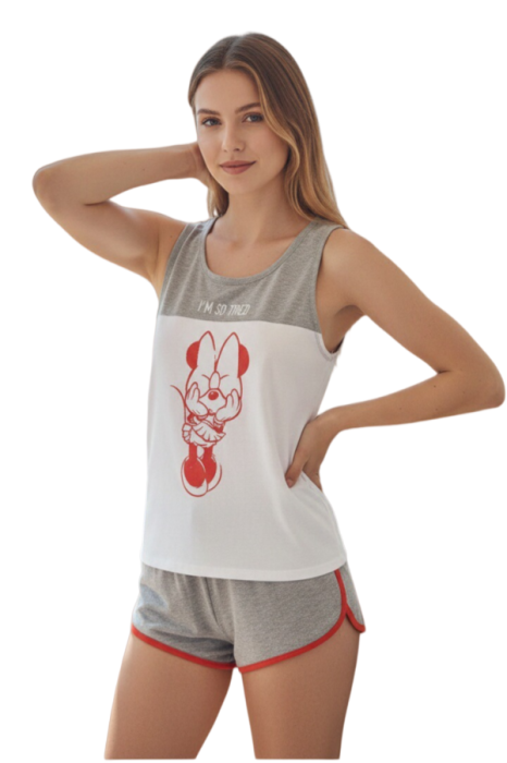 Set pijama doua piese cu Minnie, maiou si pantaloni scurti SE3587gri [4]
