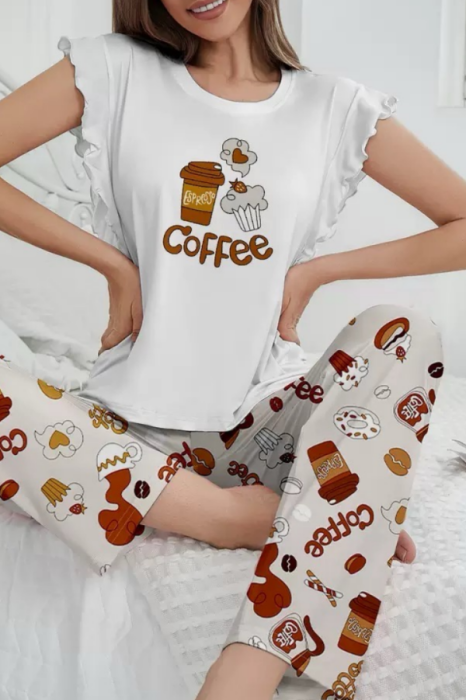 Set pijama doua piese, top cu volane si pantaloni lungi SUSU-2603-2 [3]