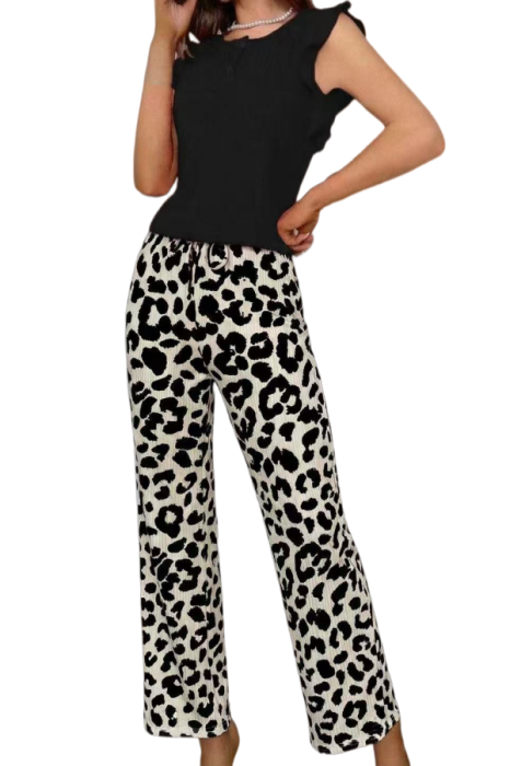 Set pijama doua piese, top cu volane si pantaloni lungi SUSU-2607-2 [4]