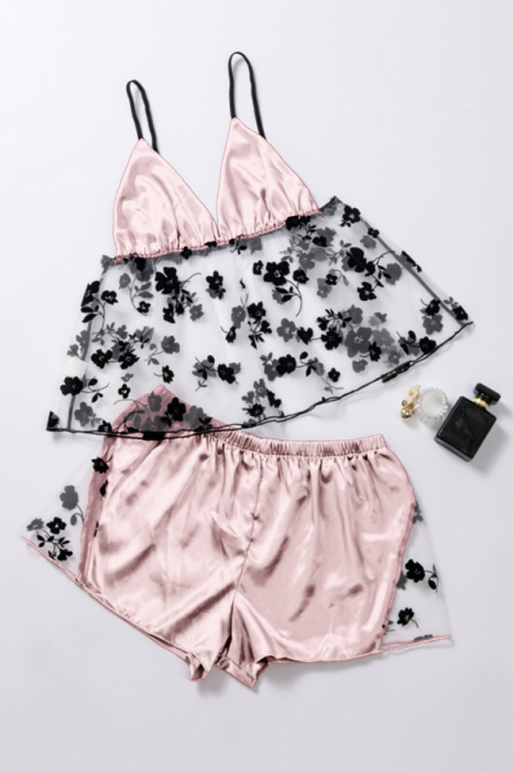 Set pijama sexy doua piese, maiou si pantaloni scurti TY-LX84roz [4]