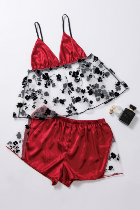 Set pijama sexy doua piese, maiou si pantaloni scurti TY-LX84visiniu [4]