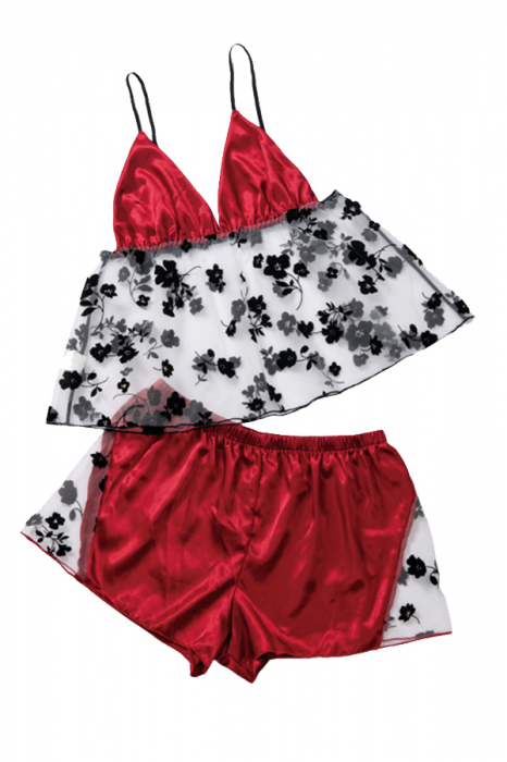 Set pijama sexy doua piese, maiou si pantaloni scurti TY-LX84visiniu [3]