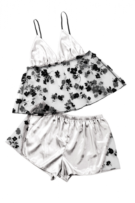 Set pijama sexy doua piese, maiou si pantaloni scurti TY-LX84alb [3]