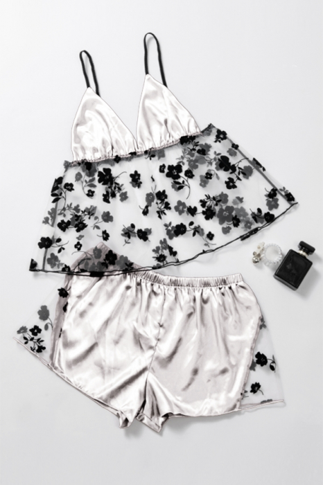 Set pijama sexy doua piese, maiou si pantaloni scurti TY-LX84alb [4]
