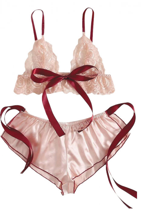 Set pijama sexy doua piese, top si pantaloni scurti TY-SD220roz [4]
