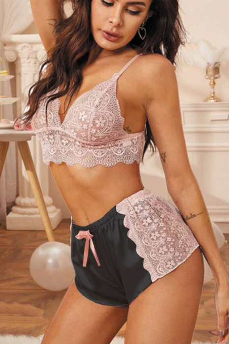 Set pijama sexy doua piese, top si pantaloni scurti TY-SD230negru [2]