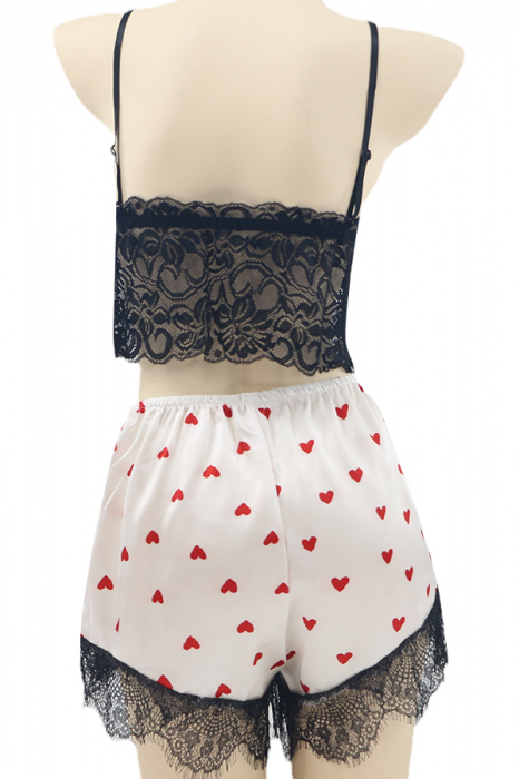 Set pijama sexy doua piese, top si pantaloni scurti TY-SD229alb [2]