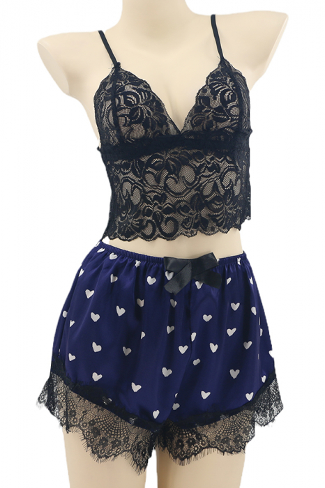 Set pijama sexy doua piese, top si pantaloni scurti TY-SD229bleumarin [2]