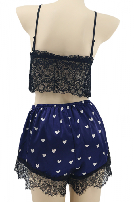 Set pijama sexy doua piese, top si pantaloni scurti TY-SD229bleumarin [3]