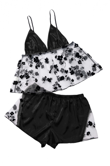 Set pijama sexy doua piese, maiou si pantaloni scurti TY-LX84negru [3]