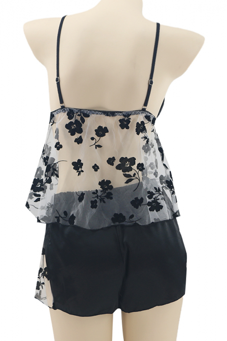 Set pijama sexy doua piese, maiou si pantaloni scurti TY-LX84negru [2]