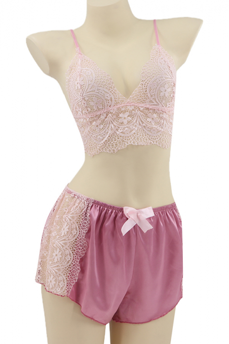 Set pijama sexy doua piese, top si pantaloni scurti TY-SD230roz [2]