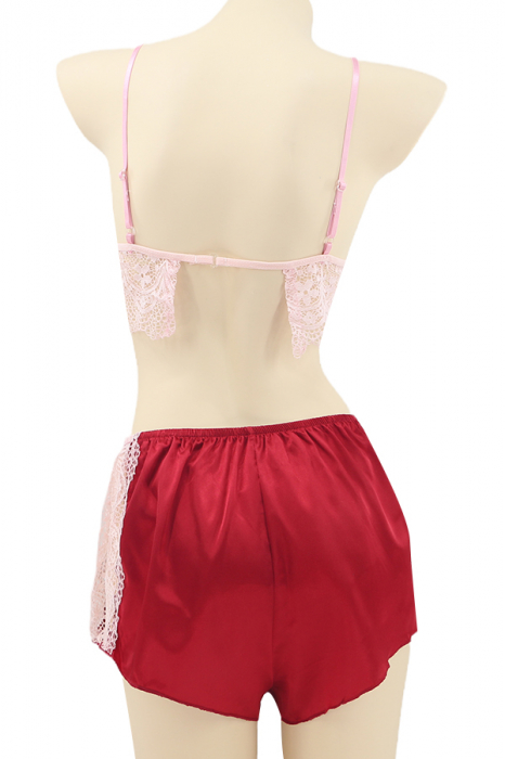 Set pijama sexy doua piese, top si pantaloni scurti TY-SD230visiniu [3]