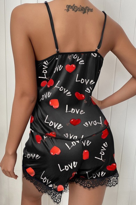 Set pijama sexy din satin si dantela 2 piese, maiou si pantaloni scurti SUSU-006 [2]