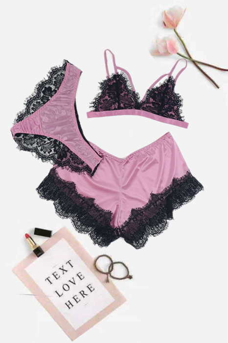 Set pijama sexy trei piese, sutien, pantaloni scurti si chiloti TY-SD01mov [2]