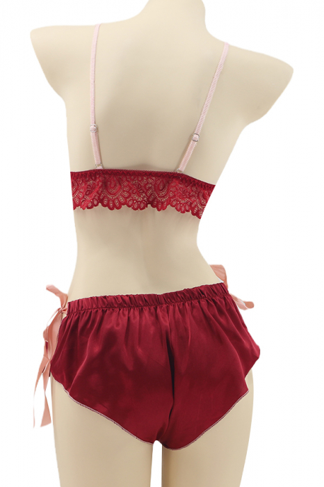 Set pijama sexy doua piese, top si pantaloni scurti TY-SD220visiniu [2]