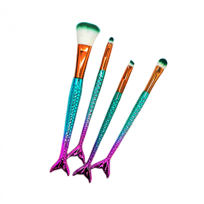 Set portabil 4 pensule machiaj cu coada de sirena SL-6004verde [2]