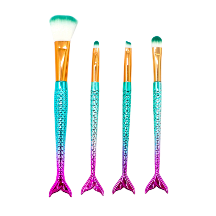 Set portabil 4 pensule machiaj cu coada de sirena SL-6004verde [3]