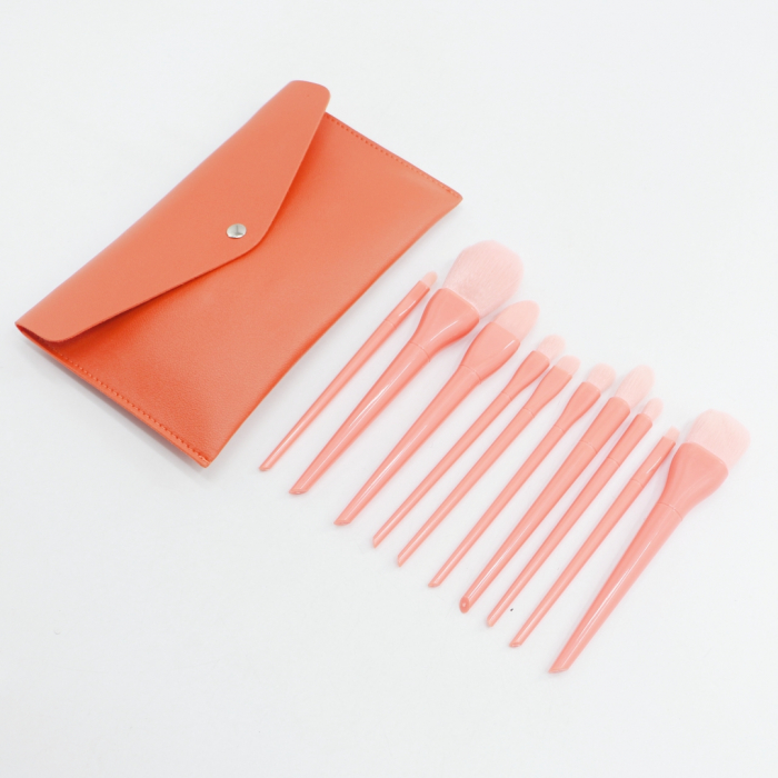 Set portabil cu 10 pensule machiaj si gentuta depozitare SL-5046portocaliu [3]