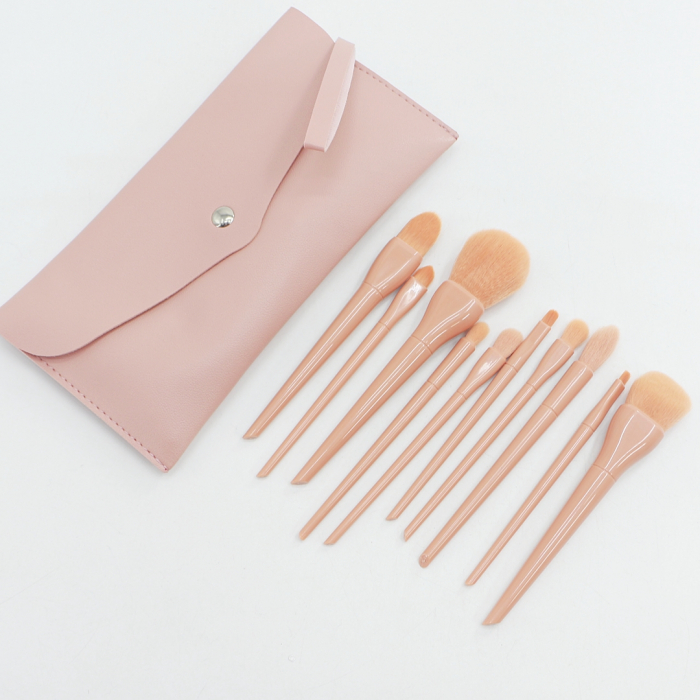 Set portabil cu 10 pensule machiaj si gentuta depozitare SL-5046roz [3]