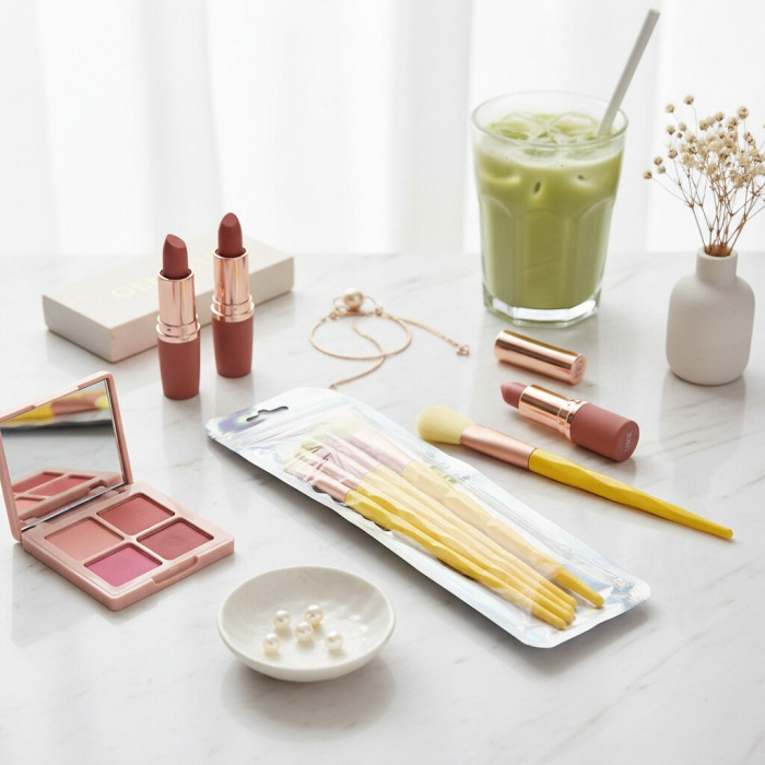 Set portabil cu 5 pensule machiaj SL-21036galben [3]