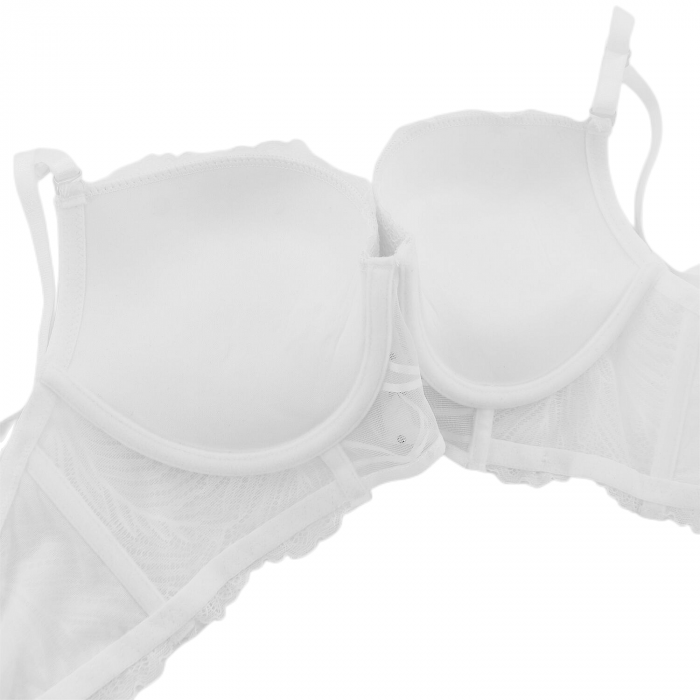 Set doua piese lenjerie intima, sutien cu push-up si chiloti brazilieni D-30alb [3]