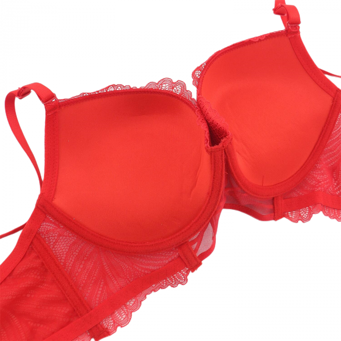 Set doua piese lenjerie intima, sutien cu push-up si chiloti brazilieni D-30rosu [3]