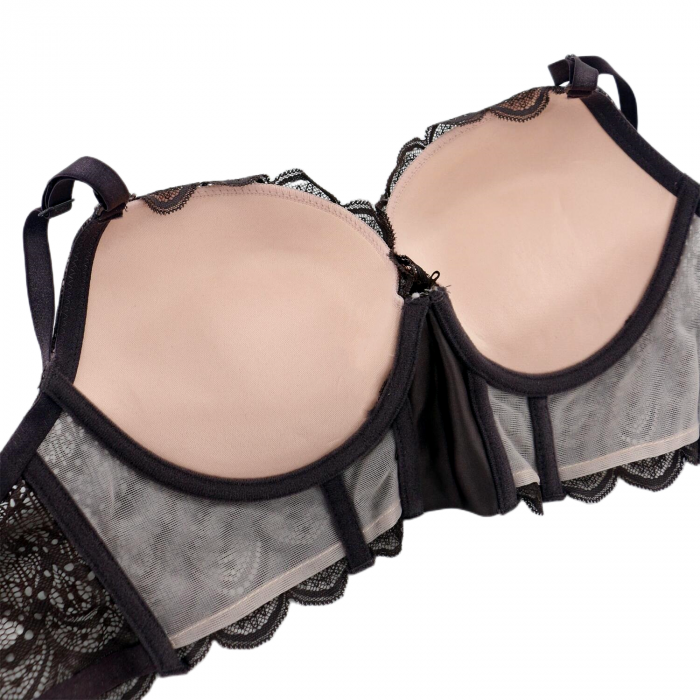 Set doua piese lenjerie intima, sutien cu push-up si chiloti tanga D-34mov [3]