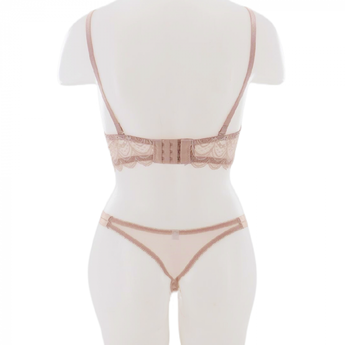 Set doua piese lenjerie intima, sutien cu push-up si chiloti tanga D-34roz [2]