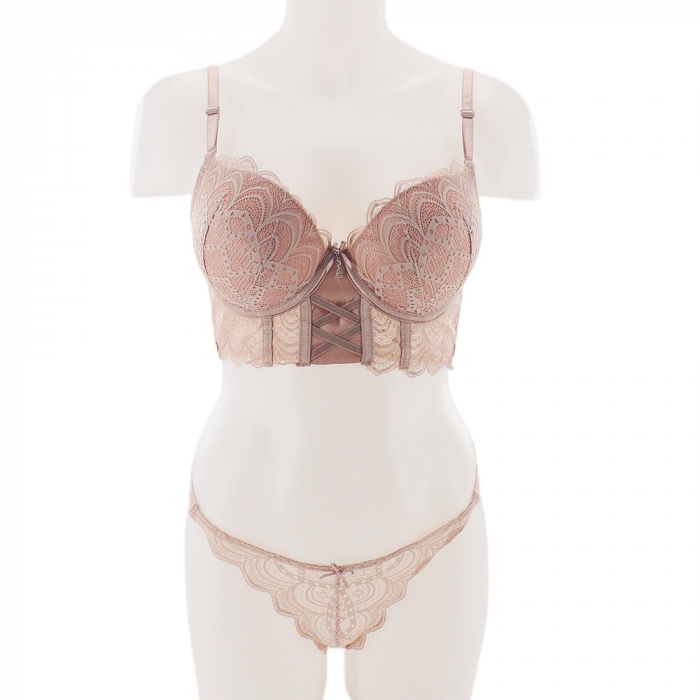 Set doua piese lenjerie intima, sutien cu push-up si chiloti tanga D-34roz [1]