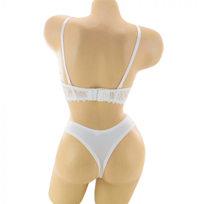 Set doua piese lenjerie intima, sutien cu push-up si chiloti sexy G-20alb [2]
