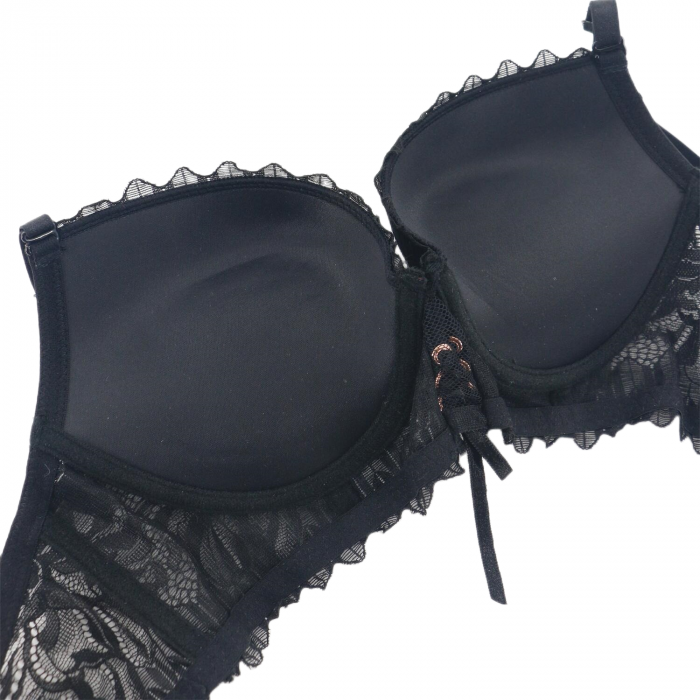 Set doua piese lenjerie intima, sutien cu push-up si chiloti sexy G-20negru [3]