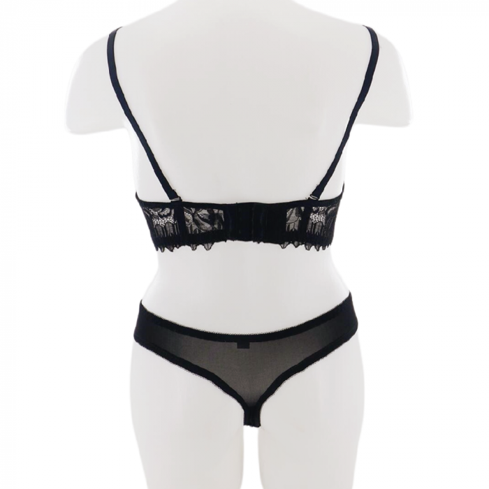 Set doua piese lenjerie intima, sutien cu push-up si chiloti sexy G-20negru [2]