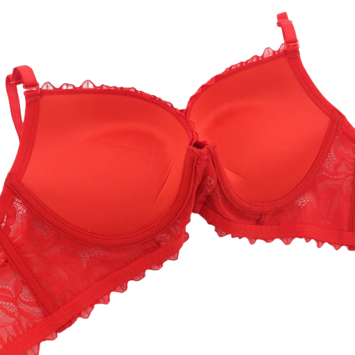 Set doua piese lenjerie intima, sutien cu push-up si chiloti sexy G-20rosu [3]