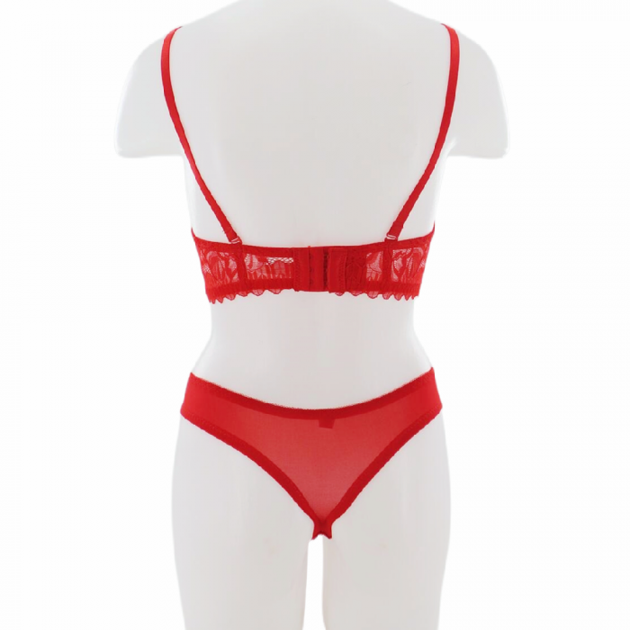 Set doua piese lenjerie intima, sutien cu push-up si chiloti sexy G-20rosu [2]
