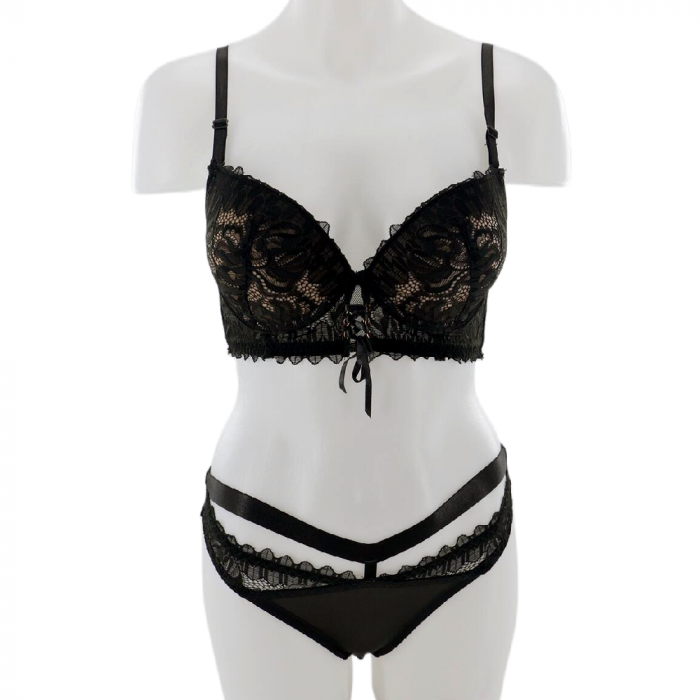 Set doua piese lenjerie intima, sutien cu push-up si chiloti sexy G-20verdeinchis [1]