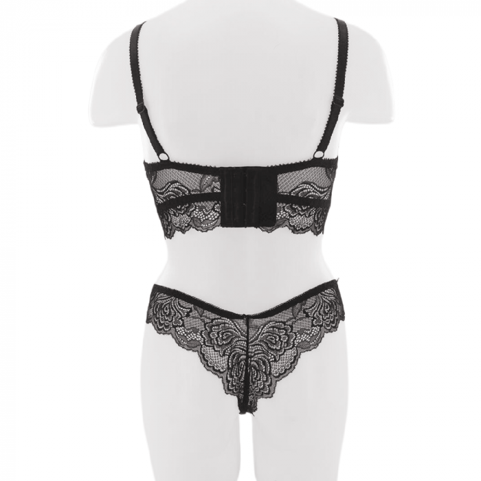 Set doua piese lenjerie intima, sutien cu push-up si chiloti brazilieni G-7negru [2]