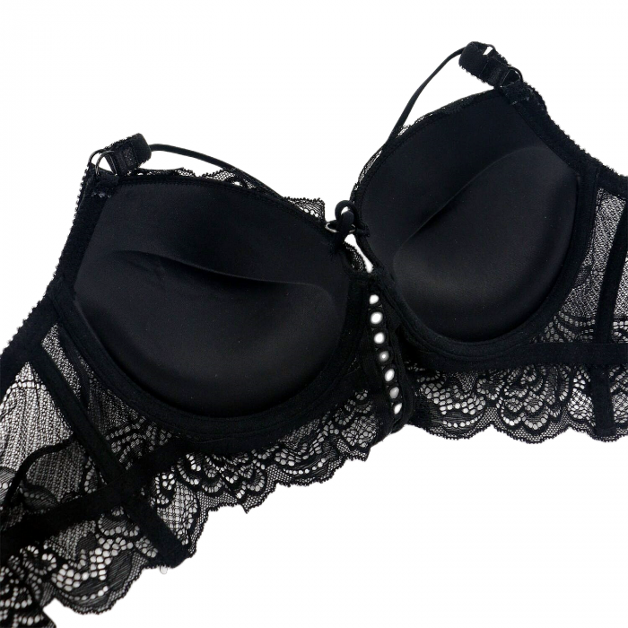 Set doua piese lenjerie intima, sutien cu push-up si chiloti brazilieni G-7negru [3]