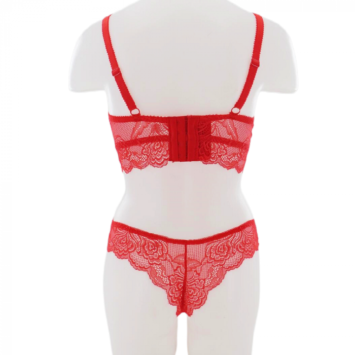 Set doua piese lenjerie intima, sutien cu push-up si chiloti brazilieni G-7rosu [2]
